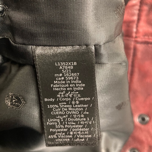 John Varvatos REYES SHEEPSKIN SLIM FIT RACER JACKET IN OXBLOOD. Medium. BNWT - Picture 4 of 14